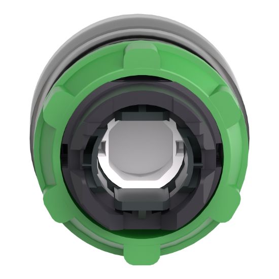 Picture of Head for illuminated push button, Harmony XB5, orange flush, 22mm, universal LED, spring return, clear boot, unmarked