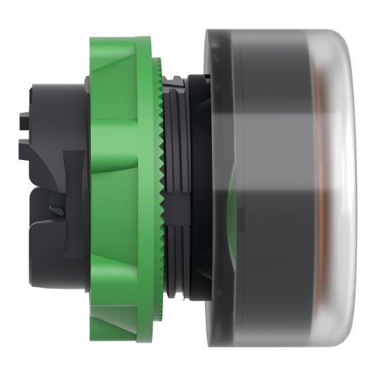 Picture of Head for illuminated push button, Harmony XB5, orange flush, 22mm, universal LED, spring return, clear boot, unmarked