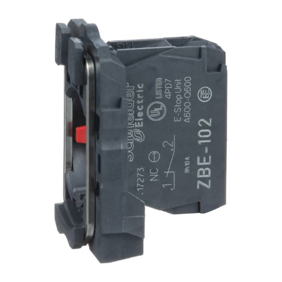 Picture of Single contact block with body fixing collar, Harmony XB5, plastic, screw clamp terminal, 1NC