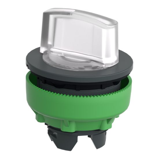 Picture of Head for illuminated selector switch, Harmony XB5, plastic, white handle, universal LED, 2 positions, stay put