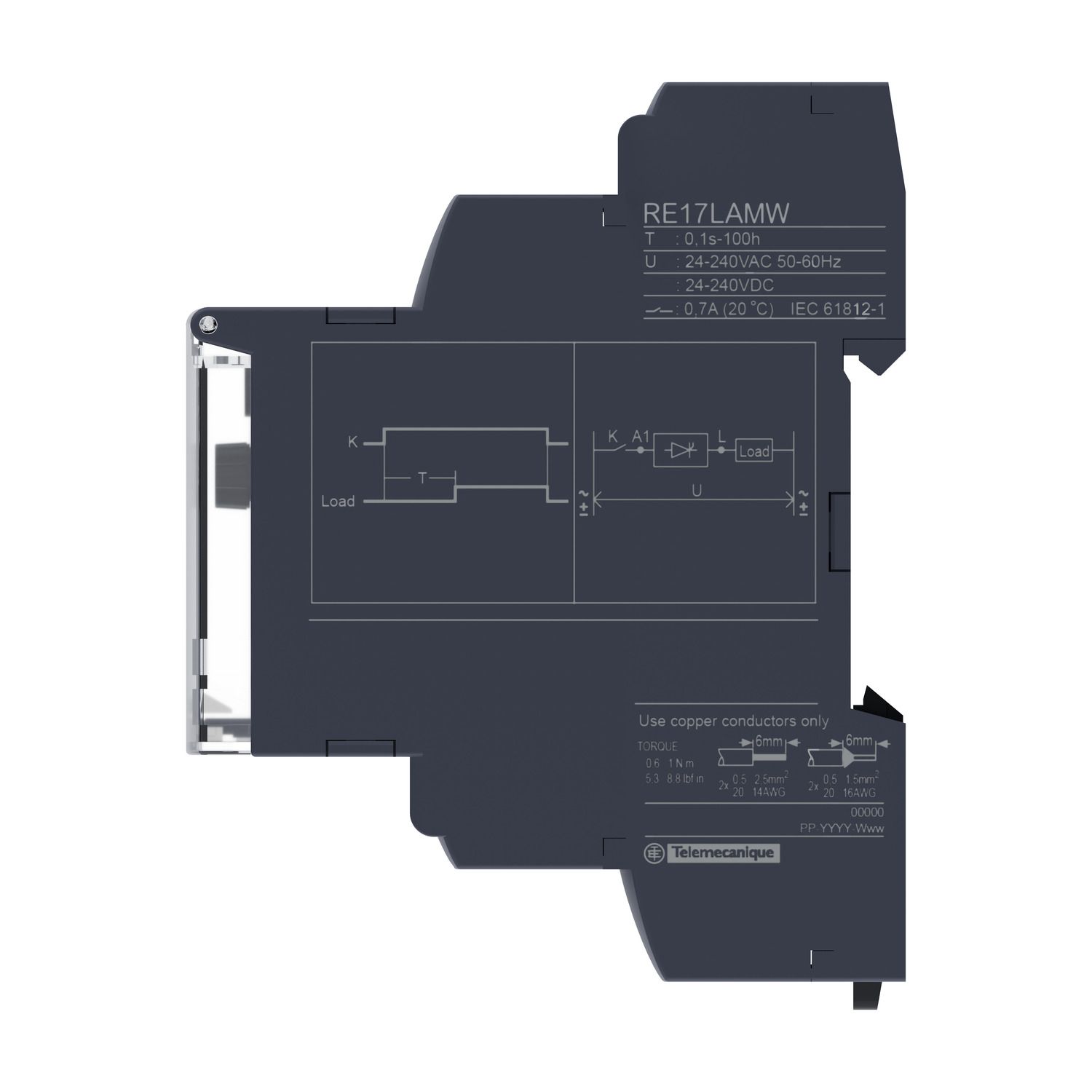 Picture of Modular timing relay, Harmony Timer Relays, 0.7A, 1CO, 0,1s..100h, on delay, solid state output, 24..240V AC DC