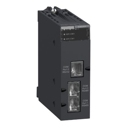 Picture of communication module, Modicon X80, Serial link module, 2 RS485 or 232 ports in Modbus and character mode, severe environment