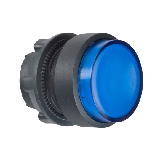 Picture of blue projecting illuminated pushbutton head 22mm spring return for BA9s bulb