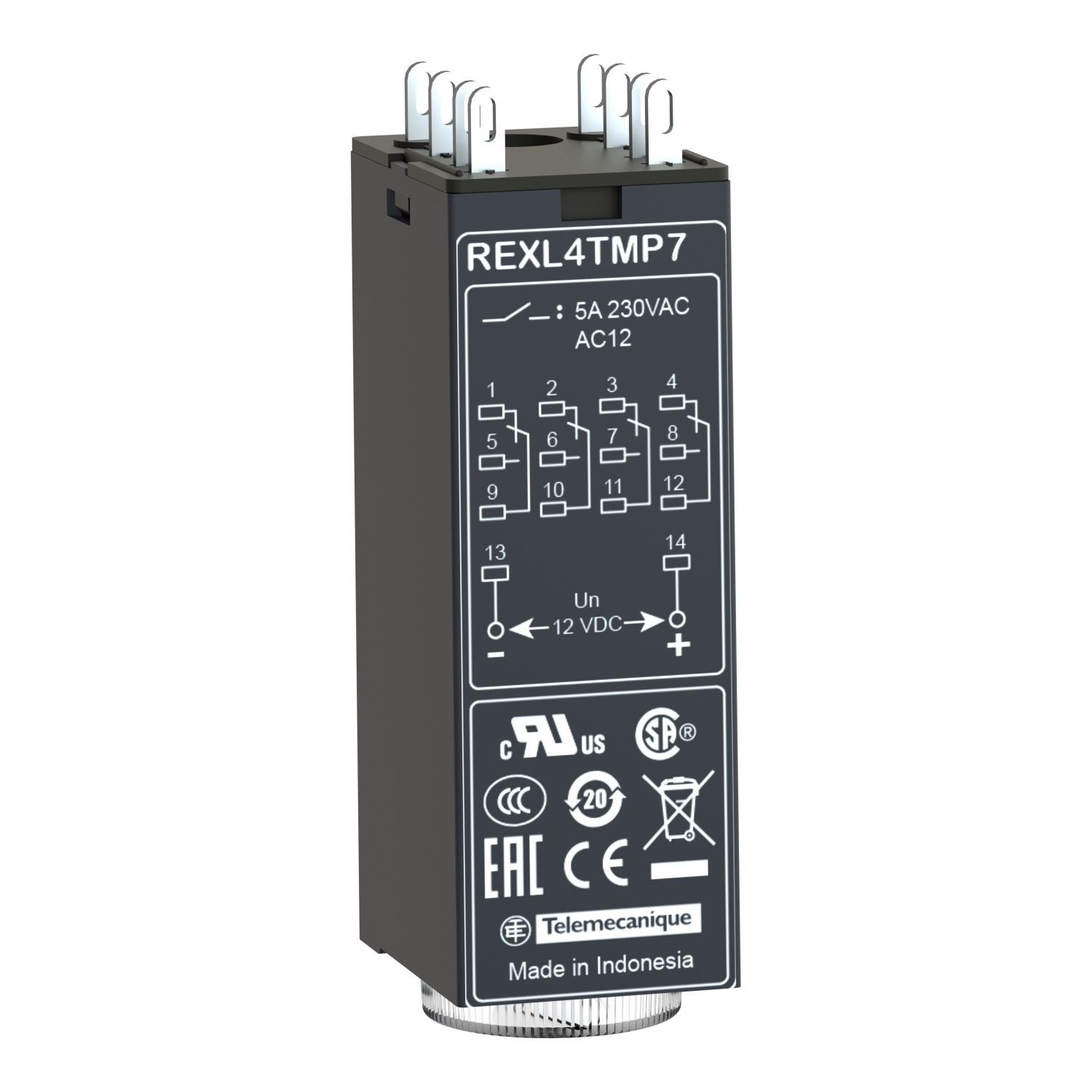 Picture of single function relay, Harmony Timer Relays, 5A, 4CO, 0.1s..100h, on delay, 230V AC