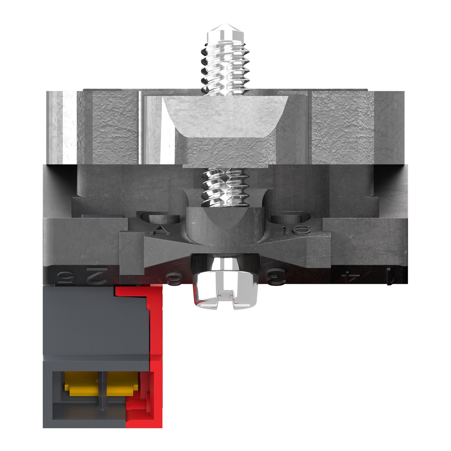 Picture of Complete body contact assembly, Harmony XB4, single contact, with fixing collar, metal, 1 NC, compact push in terminals