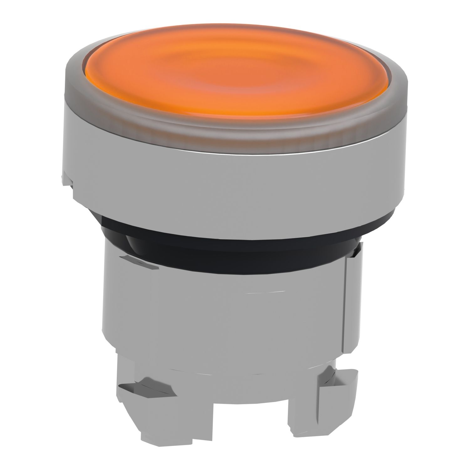 Picture of Head for illuminated push button, Harmony XB4, metal, orange flush, 22mm, universal LED, for insertion legend