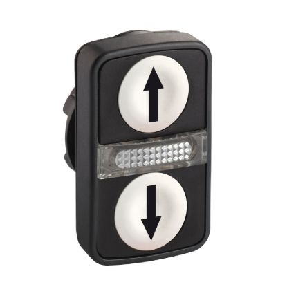 Picture of white flush/white flush illuminated double-headed pushbutton 22mm with marking
