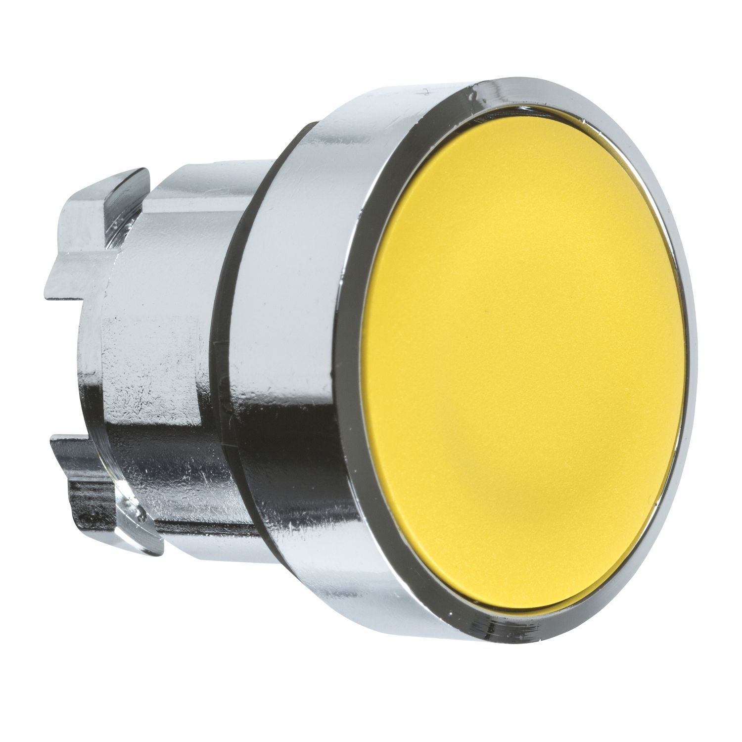 Picture of Push button head, Harmony XB4, metal, flush, yellow, 22mm, spring return, unmarked