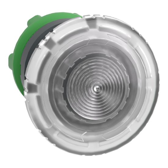 Picture of Head for illuminated push button, Harmony XB5, plastic, white mushroom 40mm, 22mm, universal LED, turn to release