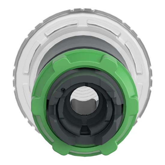 Picture of Head for illuminated push button, Harmony XB5, plastic, white mushroom 40mm, 22mm, universal LED, turn to release