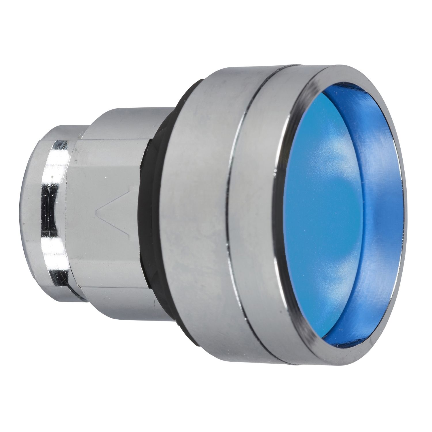 Picture of Head for illuminated push button, Harmony XB4, metal, blue recessed, 22mm, spring return, high guard, unmarked
