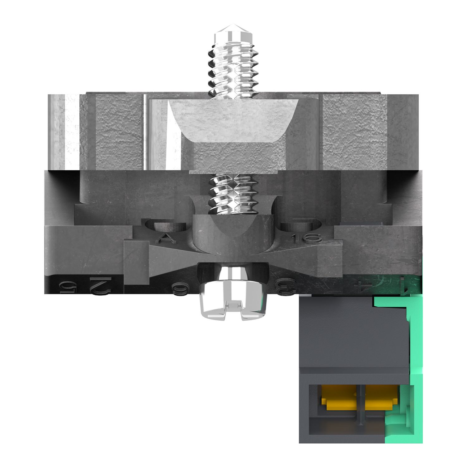 Picture of Complete body contact assembly, Harmony XB4, single contact, with fixing collar, metal, 1 NO, compact push in terminals