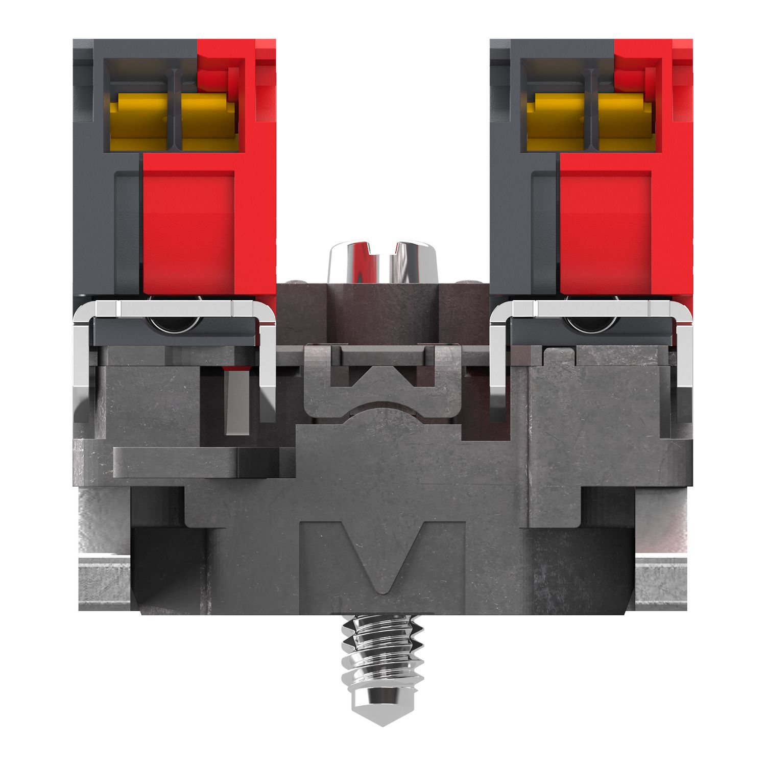 Picture of Complete body contact assembly, Harmony XB4, single contact, with fixing collar, metal, 2 NC, compact push in terminals