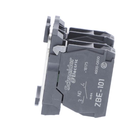 Picture of Single contact block with body fixing collar, Harmony XB5, plastic, screw clamp terminal, 2NO