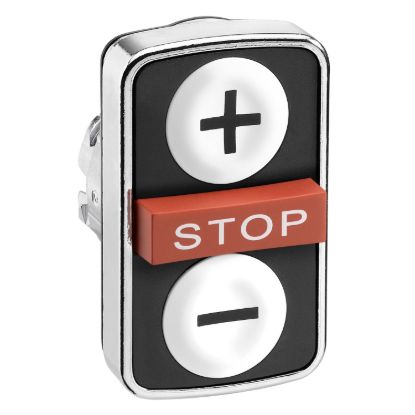 Picture of Head for triple headed push button, Harmony XB4, white flush/red projecting/white flush pushbutton 22mm with marking