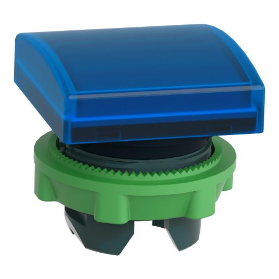 Picture of Head for pilot light, Harmony XB5, plastic, blue square, 22mm, universal LED, plain lens