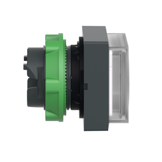 Picture of Head for illuminated push button, Harmony XB5, white square projecting, 22mm, universal LED, spring return, unmarked