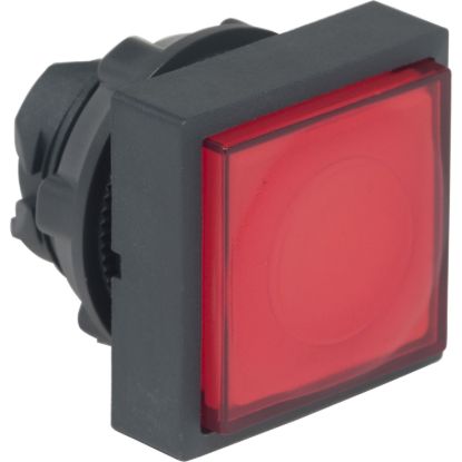 Picture of Head for illuminated push button, Harmony XB5, red square projecting illum pushbutton 22mm spring return integral LED