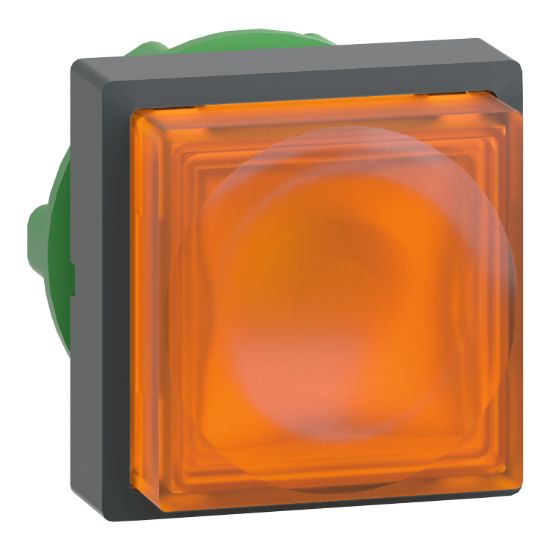 Picture of Head for illuminated push button, Harmony XB5, plastic, orange projecting, 22mm, universal LED, for insertion of legend