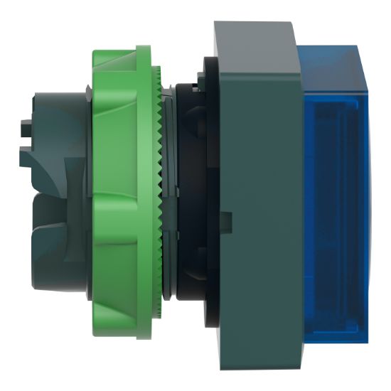 Picture of Head for illuminated push button, Harmony XB5, plastic, blue square projecting, 22mm, universal LED,