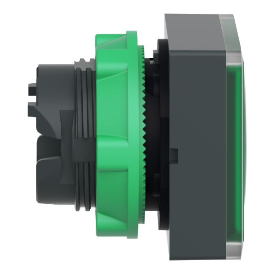 Picture of Head for illuminated push button, Harmony XB5, green square square flush, 22mm, universal LED, for insertion of legend