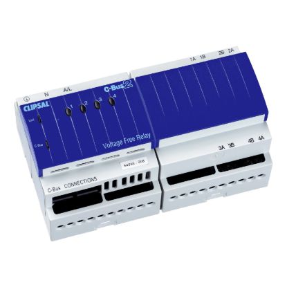 Picture of Relay, C-Bus, DIN Rail Mounted, Voltage Free, 240V AC, 4 Channel, 10A, With C-Bus Power Supply