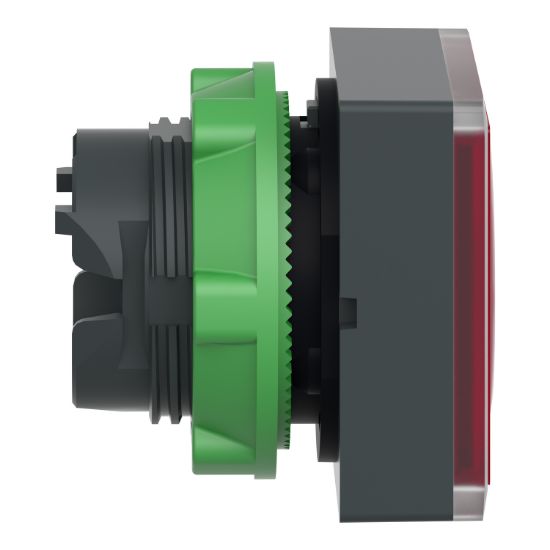 Picture of Head for illuminated push button, Harmony XB5, red square square flush 22mm, universal LED, for insertion of legend