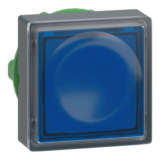 Picture of Head for illuminated push button, Harmony XB5, plastic, blue square flush, 22mm, universal LED, for insertion of legend