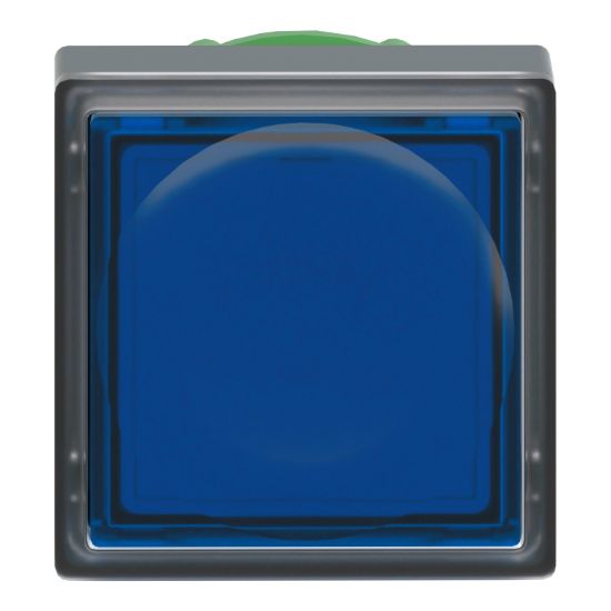 Picture of Head for illuminated push button, Harmony XB5, plastic, blue square flush, 22mm, universal LED, for insertion of legend