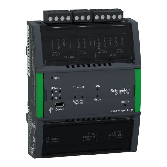 Picture of Automation server, SpaceLogic, AS-P, LonWorks, 2 RS-485 ports, 2 10/100 ethernet ports