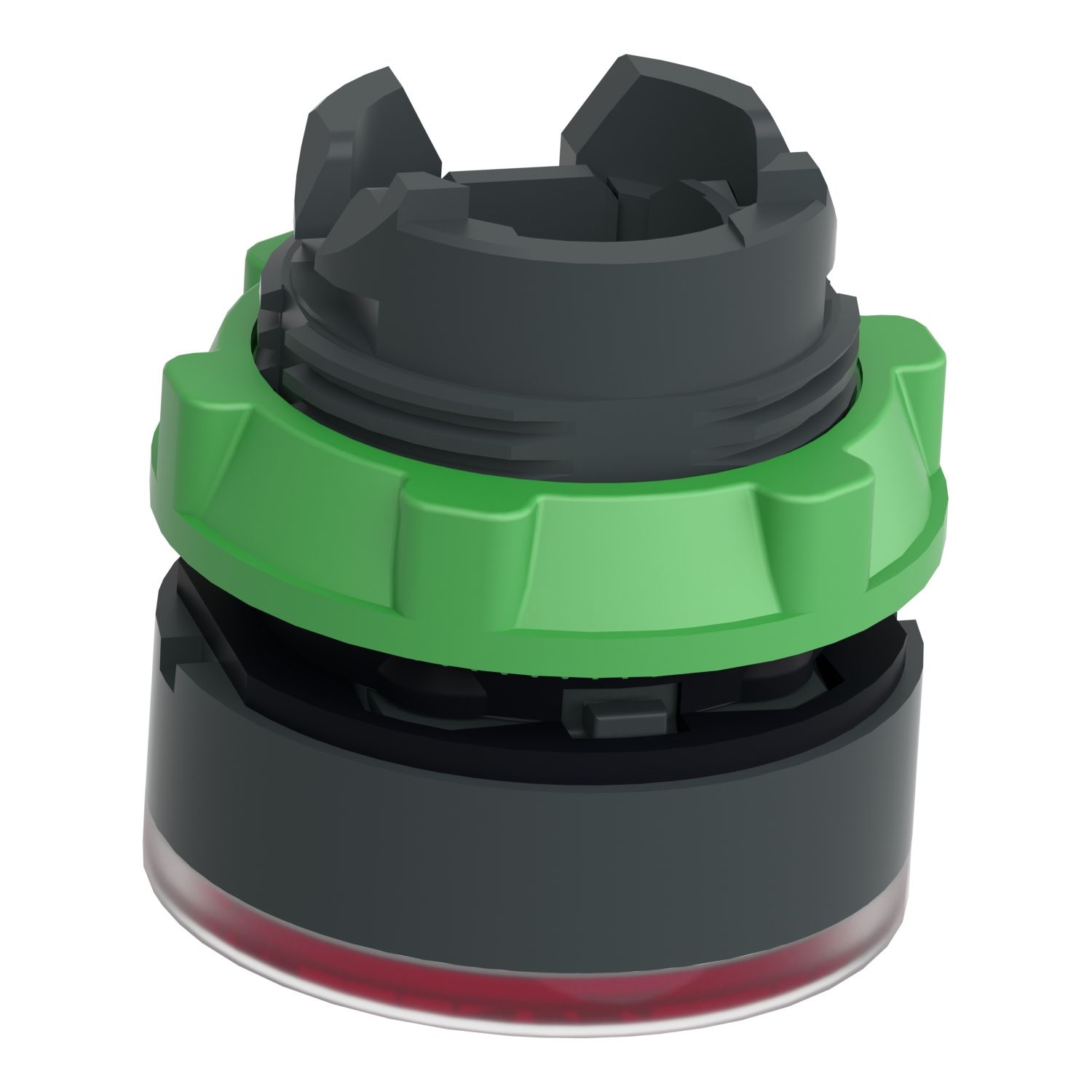 Picture of Head for illuminated push button, Harmony XB5, plastic, red flush, 22mm, universal LED, for insetion of legend