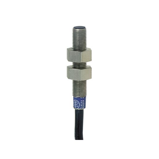 Picture of Inductive proximity sensors XS, inductive sensor XS1 M5, L28mm, brass, Sn1mm, 5..24VDC, cable 2m