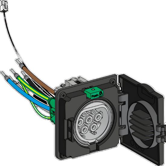 Picture of T2S socket-outlet subassembly 3-Ph IEC - Wallbox spare part