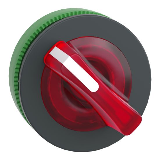 Picture of Head for illuminated selector switch, Harmony XB5, plastic, red handle, universal LED, 2 positions, stay put