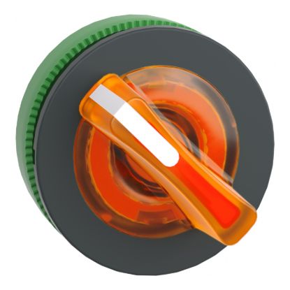 Picture of Head for illuminated selector switch, Harmony XB5, plastic, orange handle, universal LED, 2 positions, stay put