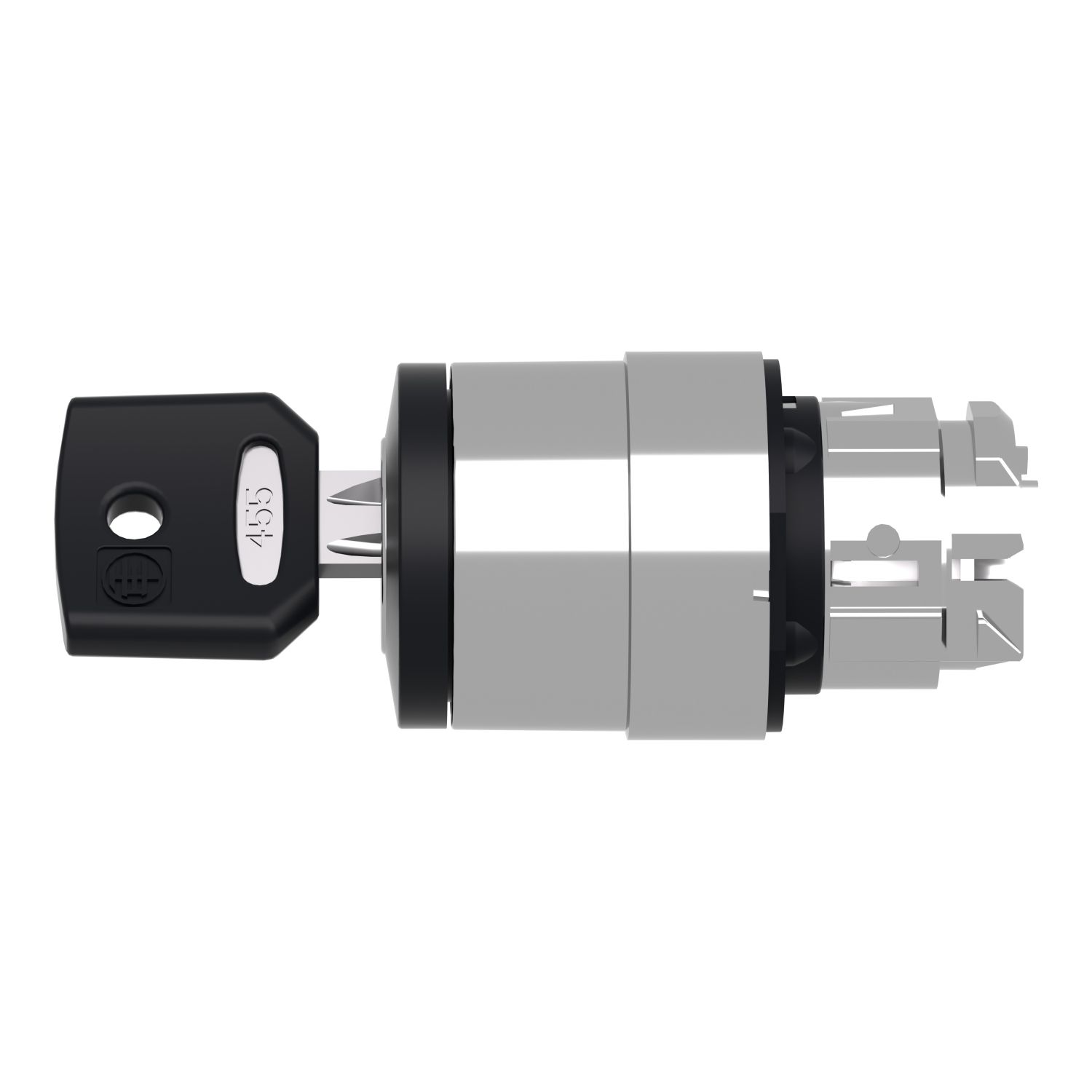 Picture of Key switch selector head, Harmony XB4, metal, black, 22mm, key 458A, 2 positions, stay put