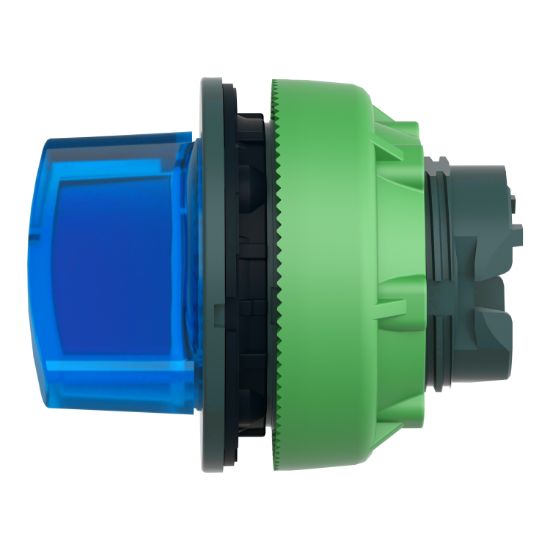 Picture of Head for illuminated selector switch, Harmony XB5, plastic, blue handle, universal LED, 2 positions, stay put