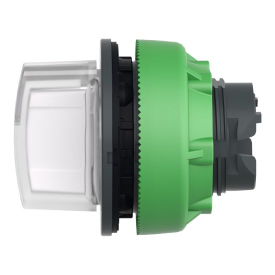 Picture of Head for illuminated selector switch, Harmony XB5, plastic, white handle, flush mounted, universal LED, 3 positions