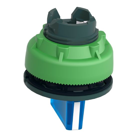 Picture of Head for illuminated selector switch, Harmony XB5, plastic, blue handle, flush mounted, universal LED, 3 positions