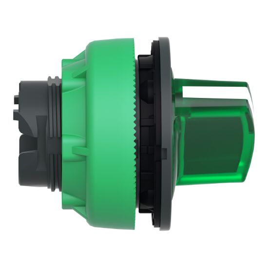 Picture of Head for illuminated selector switch, Harmony XB5, plastic, green handle, flush mounted, universal LED, 2 positions