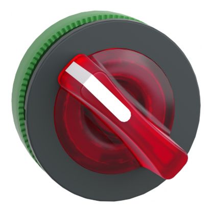 Picture of Head for illuminated selector switch, Harmony XB5, plastic, red handle, universal LED, 2 positions, spring return