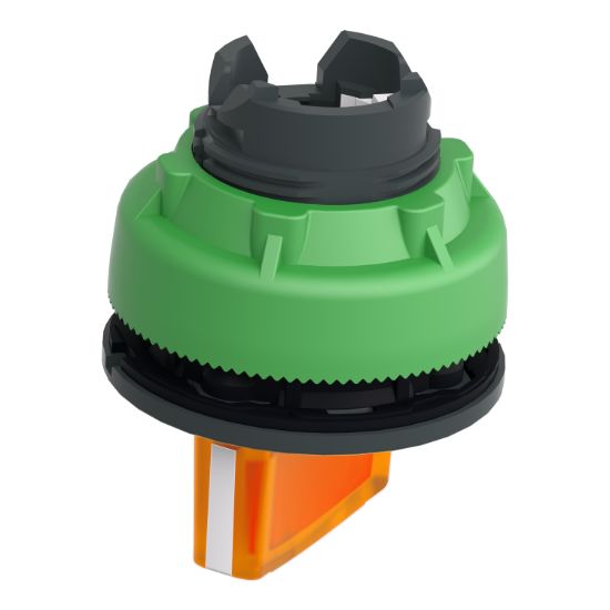 Picture of Head for illuminated selector switch, Harmony XB5, plastic, orange handle, universal LED, 2 positions, spring return