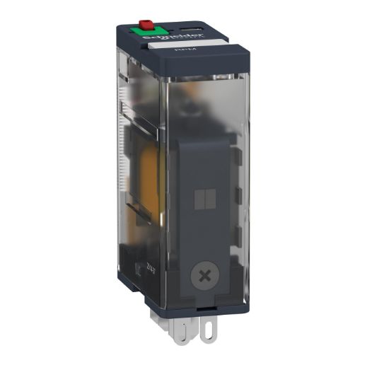 Picture of plug-in relay, Harmony electromechanical relays, 15A, 1CO, lockable test button, 230V AC