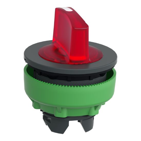Picture of Head for illuminated selector switch, Harmony XB5, plastic, red handle, universal LED, 3 positions, to center