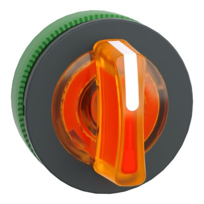 Picture of Head for illuminated selector switch, Harmony XB5, plastic, orange handle, universal LED, 3 positions, to center