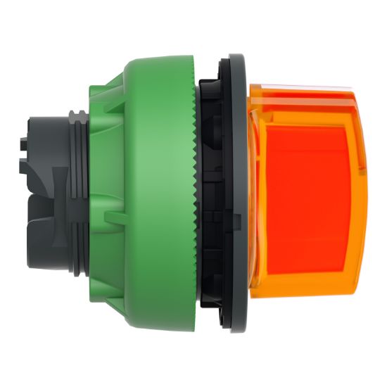 Picture of Head for illuminated selector switch, Harmony XB5, plastic, orange handle, universal LED, 3 positions, to center