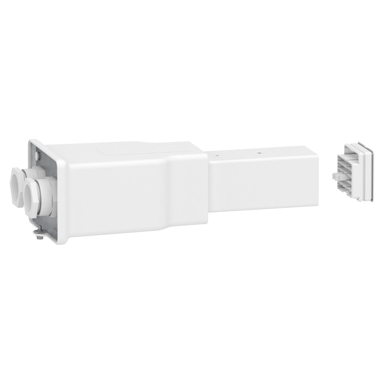 Picture of End feed unit, Canalis KBB, 25/40A, left mounting, 2 circuits, compatible DALI and KNX, whiteRAL9003
