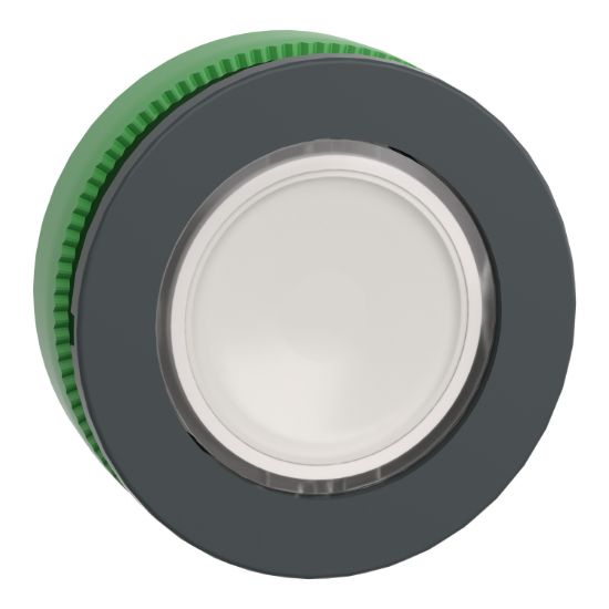 Picture of Head for illuminated push button, Harmony XB5, antimicrobial, plastic, white, 30mm, universal LED, plain lens