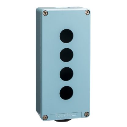 Picture of Empty control station, Harmony XAP XB2 SL, zinc alloy, blue, 4 cut-outs, Ø22, with ISO cable entries, 80 x 175 x 51.5 mm