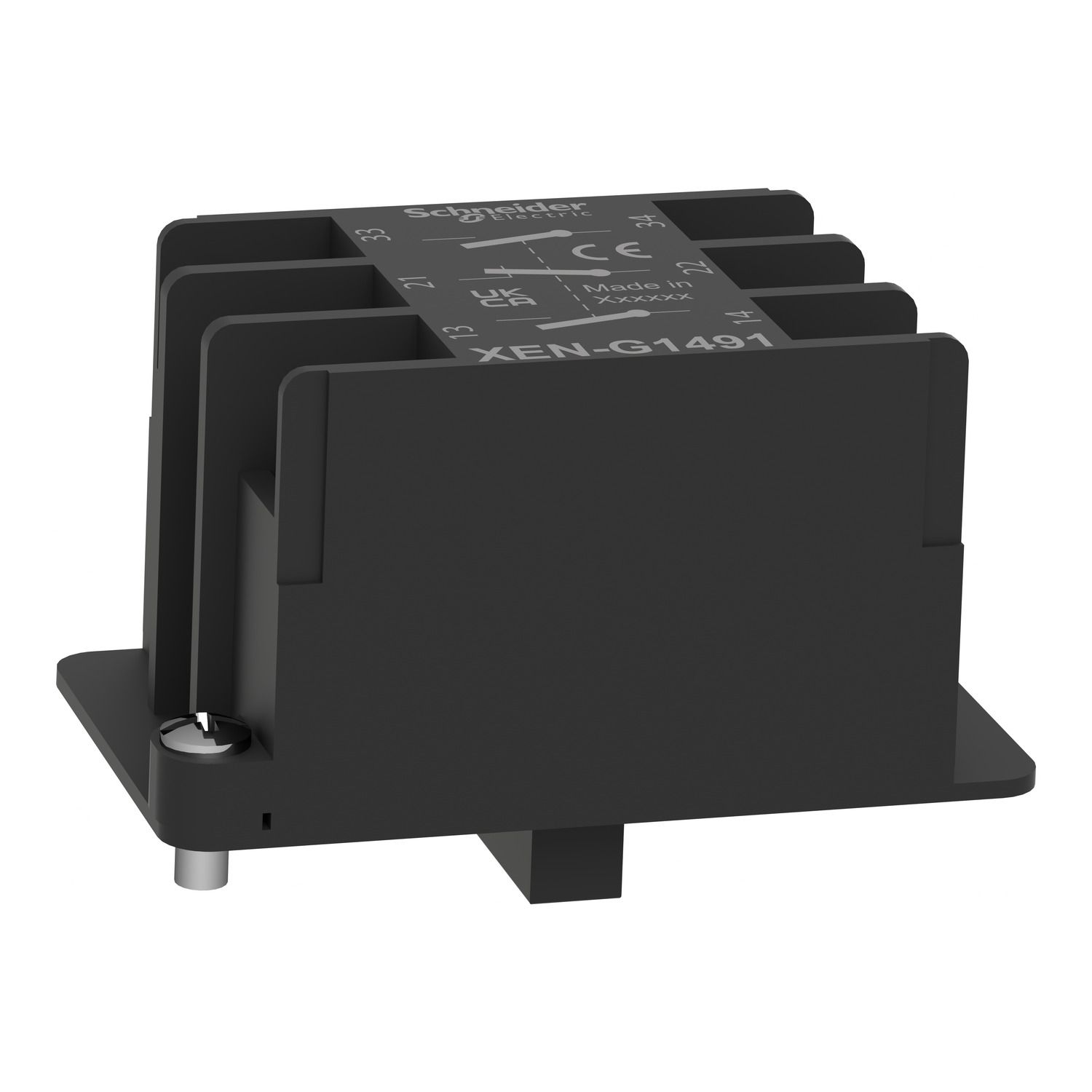 Picture of Single contact block, Harmony XAC, spring return, single speed, spring return, front mounting, 2NO+1NC